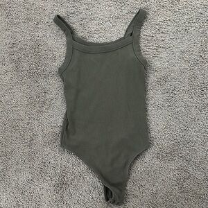 Olive Green Ribbed Women's Bodysuit